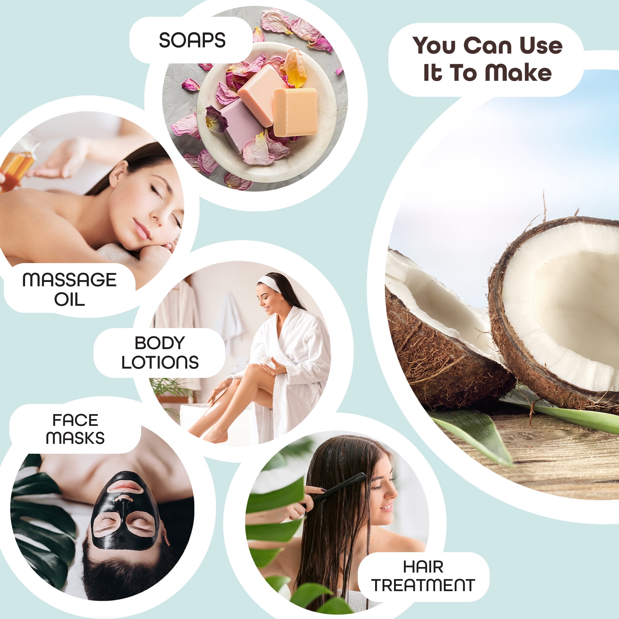 Fractionated Coconut Oil Massage Oil - Cold Pressed Pure MCT Oil for Essential Oils Mixing Dry Skin Moisturizer Natural Carrier Baby Oil for Face Hair & Body 32 oz