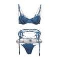 thumbnail image 3 of Conjunto de lencería para mujer con liguero, 3 piezas, tipo de peluche, bragas S Colcomx 3 piezas de lencería sexy para mujer, 3 of 8