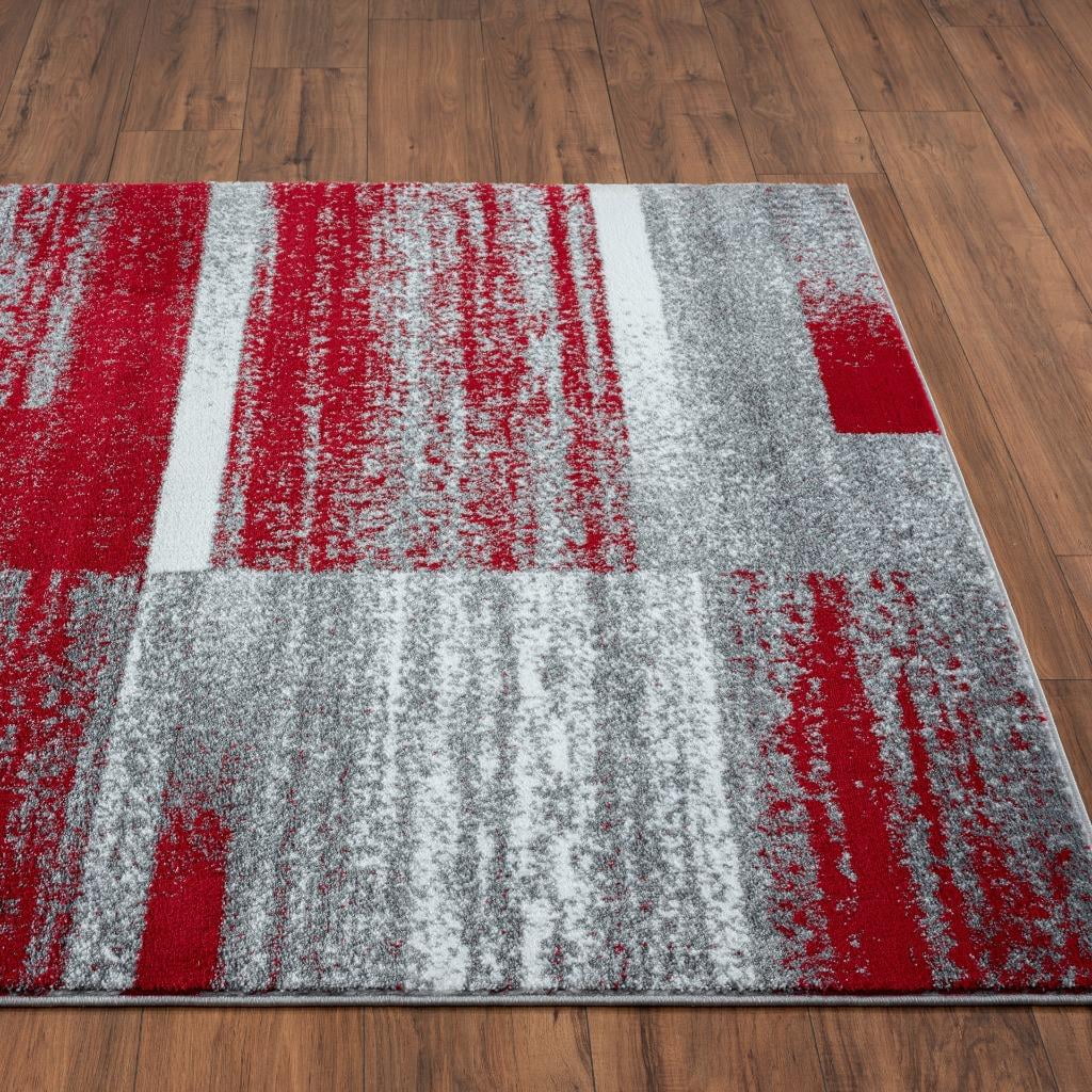 Luxe Weavers Art Deco Abstract Geometric Red 2x7 Area Rug for Living Rooms