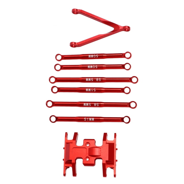 For SCX24 Tie Rod Kit, Aluminium Alloy Light Weight Vivid Color For SCX24 Pull Rod Kit 6Pcs For RC Car Red