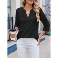 thumbnail image 3 of Womens V Neck Casual Hollow Out Eyelet Embroidered Blouses Shirts Beach Cover Up Tops Dressy Black XL, 3 of 8