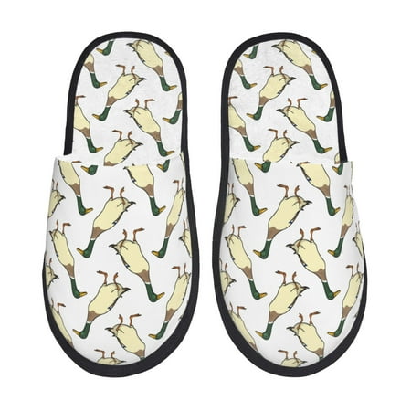

Qokaie Mallard Ducks Print Fuzzy Slippers for Women – Soft Plush Indoor Slippers with EVA Sole Cozy and Comfortable for Home and Travel-Medium