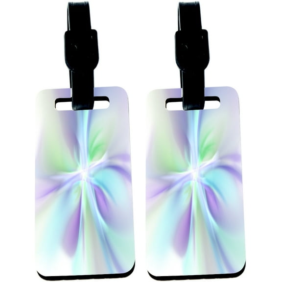 Hardboard Luggage Identifier Tags with Strap - Fancy Purple Swirls (x2)