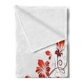 thumbnail image 2 of Chinese Soft Flannel Fleece Throw Blanket, Traditional Purity Blossoms Curved Lace Like Branch and Leaves, Cozy Plush for Indoor and Outdoor Use, 60" x 80", Red White, by Ambesonne, 2 of 5