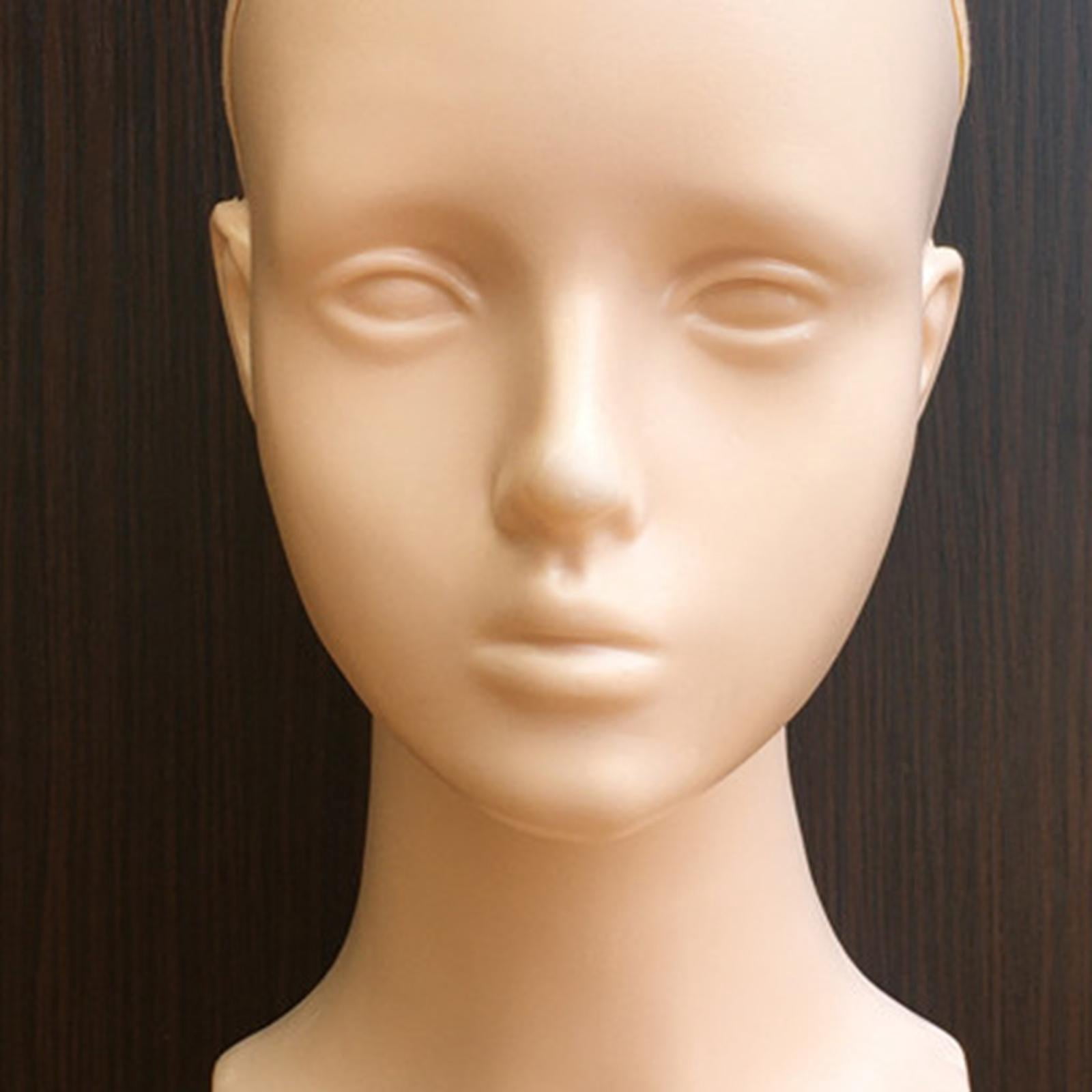 Bald Head Making Hat Display Cosmetology Manikin Head Bust Long Neck Necklace Earrings Head Model Female Dolls Head Stand