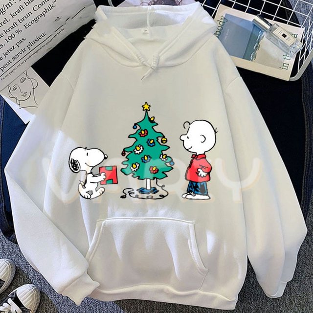 Sudadera con capucha Harajuku para mujer, sudaderas con capucha de Snoopy, sudaderas con estampado de manga larga, sudadera informal de Feliz Navidad, ropa de calle Y2k, Unisex