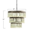 thumbnail image 5 of Creative Co-Op 3-Tier Round Metal Chandelier with 3 Lights & Hanging Wood Beads, 5 of 7