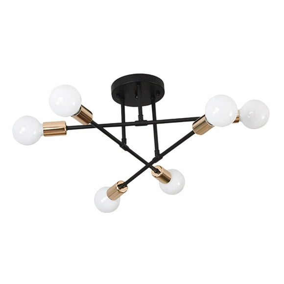 Lámpara de techo Zulema 6 luces accesorio de iluminación industrial Negro y Dorado