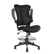 Office Factor Executive Ergonomic Clerk Drafting Reception Chair Black Mesh Flip up Armrest Molded S