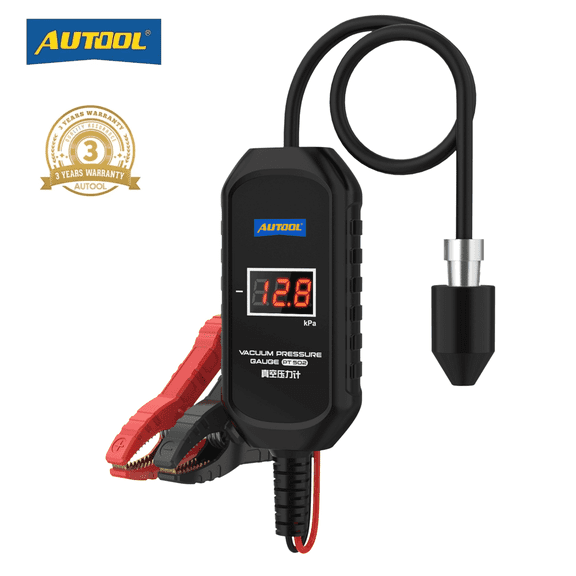 AUTOOL PT502 Digital Vacuum Pressure Tester Gauge W/ High Precision Pressure Temperature Sensor for Intake Brake Exhaust AC System Leak Diagnostics
