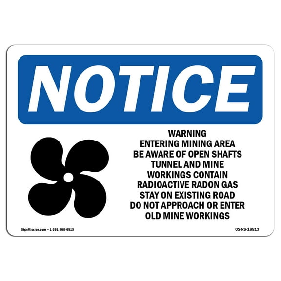 OSHA Notice Sign - Warning Entering Mining Area | Plastic Sign | Protect Your Business, Construction Site, Warehouse & Shop Area |  Made in the USA