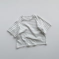 thumbnail image 2 of Plebaso T-Shirts d'Été pour Garçons et Filles en Coton Rayé T-Shirts Décontractés à Manches Courtes Col Rond Confortables, 2 of 3