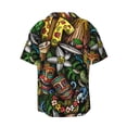 thumbnail image 6 of PAYOHTO Cartoon Doodles Hawaii Mens Hawaiian Casual Short-sleeved Shirt Tropical Summer Beach Button Down Shirts, 6 of 7