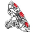 thumbnail image 4 of Sterling Silver Red Coral Elongated Ring Size 5-10, 4 of 8