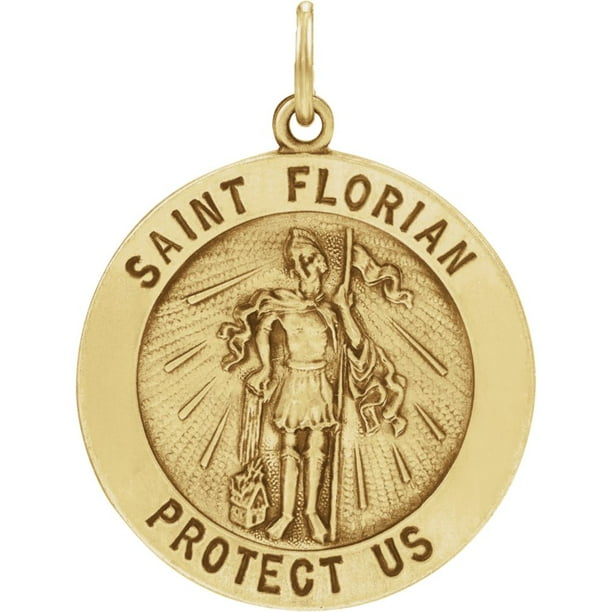 Diamond2deal 14k Yellow Gold 12mm Round St Florian Medal Chram Pendant Necklace Fine Jewelry For Women Gifts Her 0 87grams Com - St Florian Gold Pendant