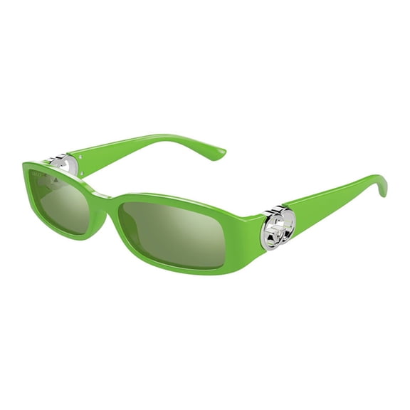 Gucci GG1661S 005 54mm Rectangle Sunglasses Women's Solid Vivid Green