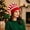 Red, variant on Unisex Knit Christmas Santa Hat with Elf Ears & Pom Pom – Striped Winter Holiday Party Hat, Warm Festive Xmas Hat for Men Women