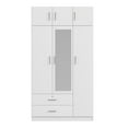 thumbnail image 6 of 3-Door Mirror  Wardrobe  Closet with Locking Drawer, Bedroom Armoires with Top Cabinet, Tall Wardrobe Closet Cabinet for family, White, 6 of 8