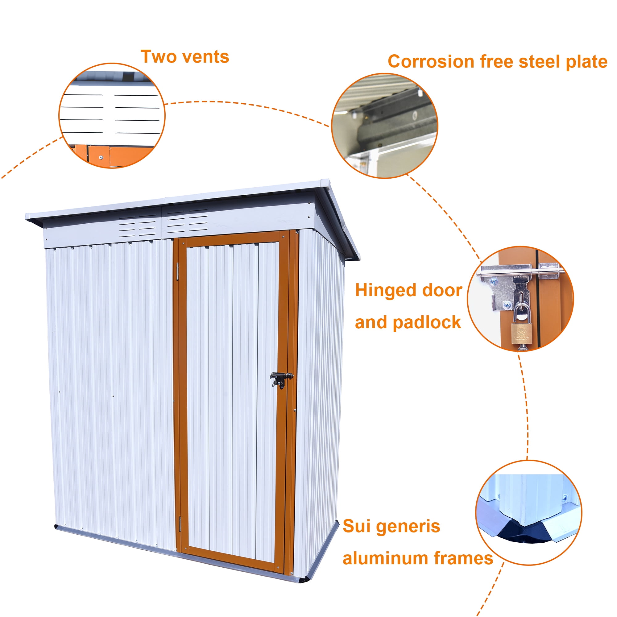Outdoor Metal Shed, 5' x 3' Garden Shed for Tools, Patio Storage Shed with Lockable Door, Tool Storage Shed for Lawn, Patio, Backyard, L0023