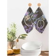 thumbnail image 2 of Purple Flowers Kitchen Dish Towels for Drying Dishes Set of 2, Weeping Spring Floral Bicycle Wooden Farmhouse Waffle Weave Microfiber Hand Tea Bathroom Towels Quick Dry & Absorbent Towel 12x12, 2 of 7