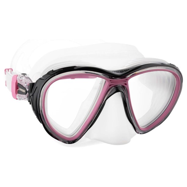 Visor Máscara Adulto CRESSI Quantum Transparente/Rosa Dos Lentes Transparentes Bajo Volumen Antiempañante