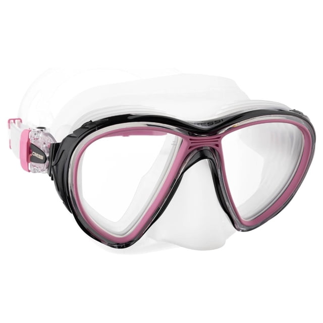 Visor Máscara Adulto CRESSI Quantum Transparente/Rosa Dos Lentes Transparentes Bajo Volumen Antiempañante