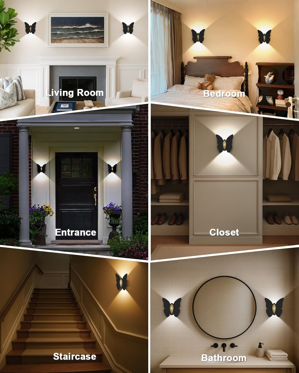 Wall Lamp，2 Pack Rechargeable Motion Sensor Night Light Wireless Wall Sconces Magnetic Closet Lights Stair Light Indoor Up and Down Wall Lamp for Bedroom Hallway
