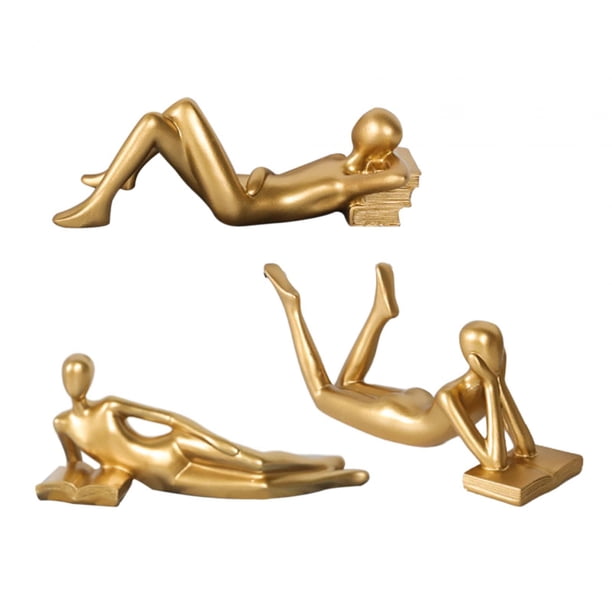 3 piezas de estatuas de pensador, figuras decorativas de arte, colección europea, esculturas decorativas para Bar, bibliotecas, estantería, oficina en Dorado mayimx Figura del pensador abstracto