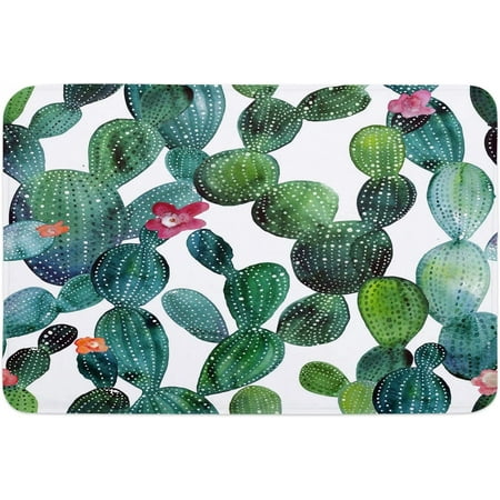 

Watercolor Cactus Indoor Door Mat Entryway Rug Anti-Skid Doormat Decorative Absorbent Washable Floor Mat for House Patio High Traffic Areas Decorch Tropical Plants and Flowers Art 24x16 Inch