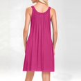 thumbnail image 6 of JIAYUE Women's Dress Solid Color Sleeveless O-Neck Casual Relaxed Fit Beach Mini With Pockets Front Pleats Vacation Everyday Wear Basic Sundress Stylish Female Dresses, 6 of 8