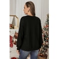 thumbnail image 4 of Women's Black Glittering Merry and Bright Christmas Graphic Pullover Sweatshirt - [ZhiHiMeRi] | (US 20-22)2XL, 4 of 7