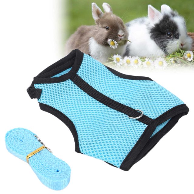 Bunny Harness and Leash Set, Rabbit Chest Harness Pet Leash Harness Set Rabbits Vest Harness Mesh Pet Leash for Hamster Rabbit Guinea Pig Squirrel Small Animals