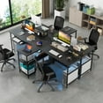 thumbnail image 2 of Costway Bureau de 94,5 Po de Long pour 2 Personnes, Bureau d'Ordinateur Réversible avec Lumières DEL, Noir, 2 of 10