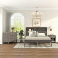 thumbnail image 2 of 3-Pieces Bedroom Sets Queen Size Platform Bed with Nightstand and Dresser,Antique Gray, 2 of 9