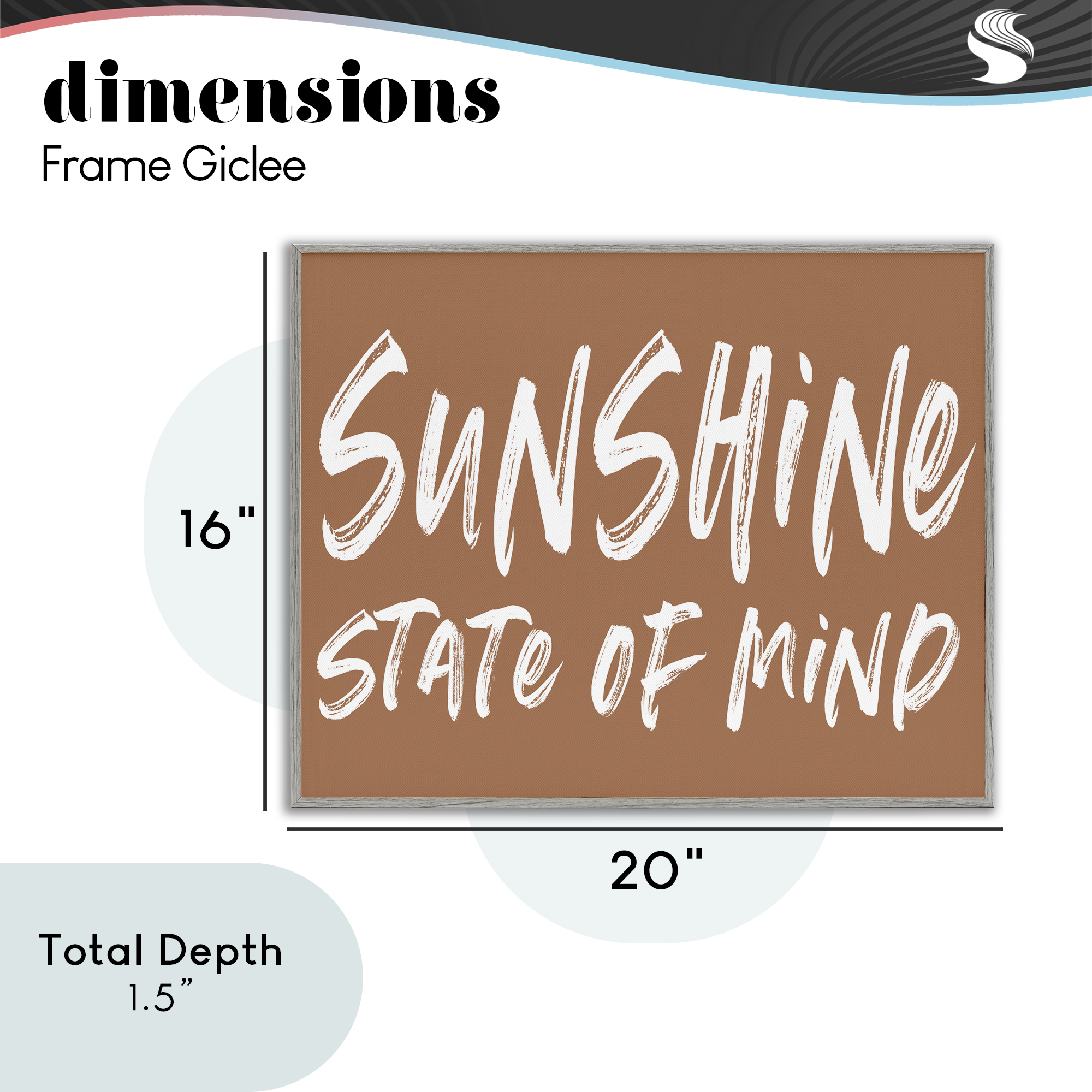 Summery Sunshine State Of Mind Gray Framed Giclee Art, design by Lettered and Lined
