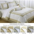 thumbnail image 5 of Chezmoi Collection Caprice 7-Piece Hotel Style Comforter Set Full Size, White/Tan Square Pattern Color Block Bedding with Decorative Pillows, Luxurious Lightweight All Season Bed Set, 5 of 9
