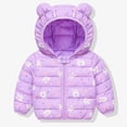 thumbnail image 2 of DJDLJWCJ Unisex Baby Toddler Bear Ear Hooded Puffer Coat Kids Winter Thick Warm Printed Jacket, Infant Boys Girls Zip Up Outerwear Purple Size 2T, 2 of 4