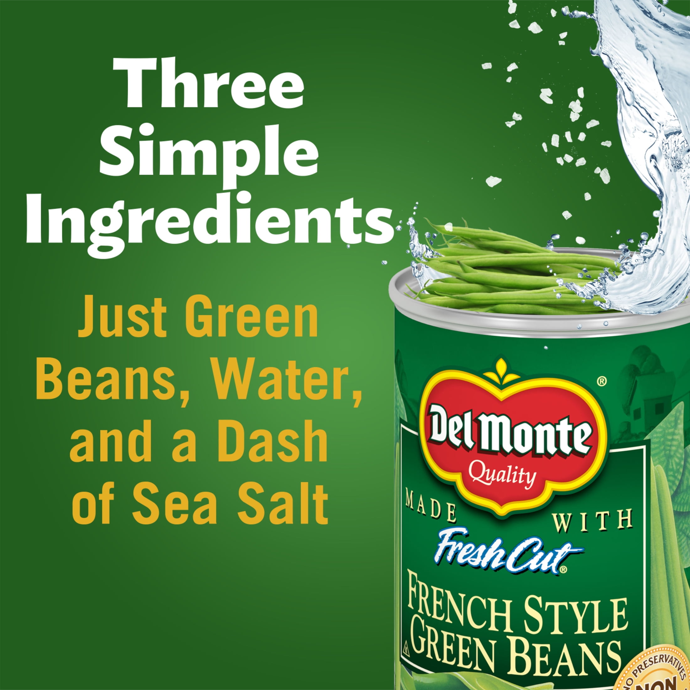 (8 pack) Del Monte French Style Green Beans, Canned Vegetables, 14.5 oz Can