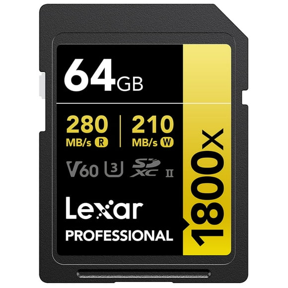 Tarjeta de memoria Lexar Professional 1800x SDXC UHS-II 64GB Gold