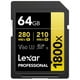 thumbnail image 1 of Tarjeta de memoria Lexar Professional 1800x SDXC UHS-II 64GB Gold, 1 of 4