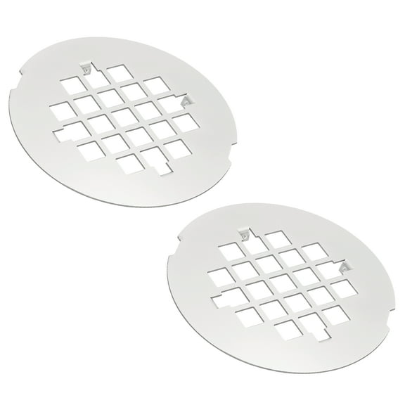 Shower Drain Cover 4-1/4" OD, 2 Pcs 304 Stainless Steel Round Snap-in Shower Drain Strainer Grid Replacement Cover for Bathroom Floor Lawns Landscaped Walkways Patios, Silver