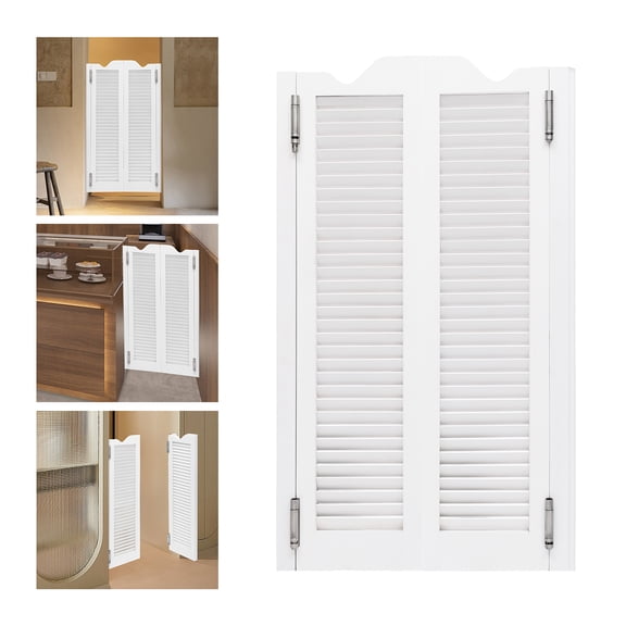 TFCFL Countryside Partition Door Swing Door Double Half Door Double-hinged Cafe Door with Hinges White