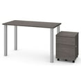 thumbnail image 2 of Bestar Universel - Desk with mobile file cabinet - rectangular - bark gray - matte silver base, 2 of 3