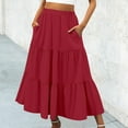 thumbnail image 2 of Landzoo Women S Summer Boho Elastic Waist Pleated A Line Flowy Swing Tiered Long Beach Skirt Dress With Pockets Comfortable Casual Women's Skirt, 2 of 4