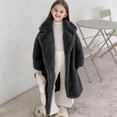 thumbnail image 2 of BFHHYA Girls (2-10Y) Teddy Long Coat Little Girl Sherpa Thickened Notch-Collar Warm Outerwear Fleece Button-Up Fashion Overcoat for Winter Family Outings, 2 of 6