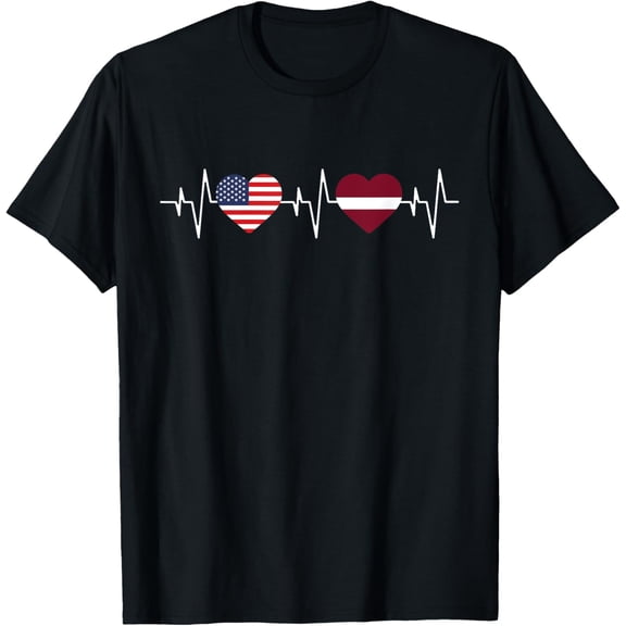 men and women can wear,Latvian heritage USA Latvia American Flag Latvian Flag T-Shirt