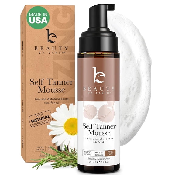 Self Tanner Mousse - USA Made with Natural & Organic Ingredients - Extra Dark 7.5oz