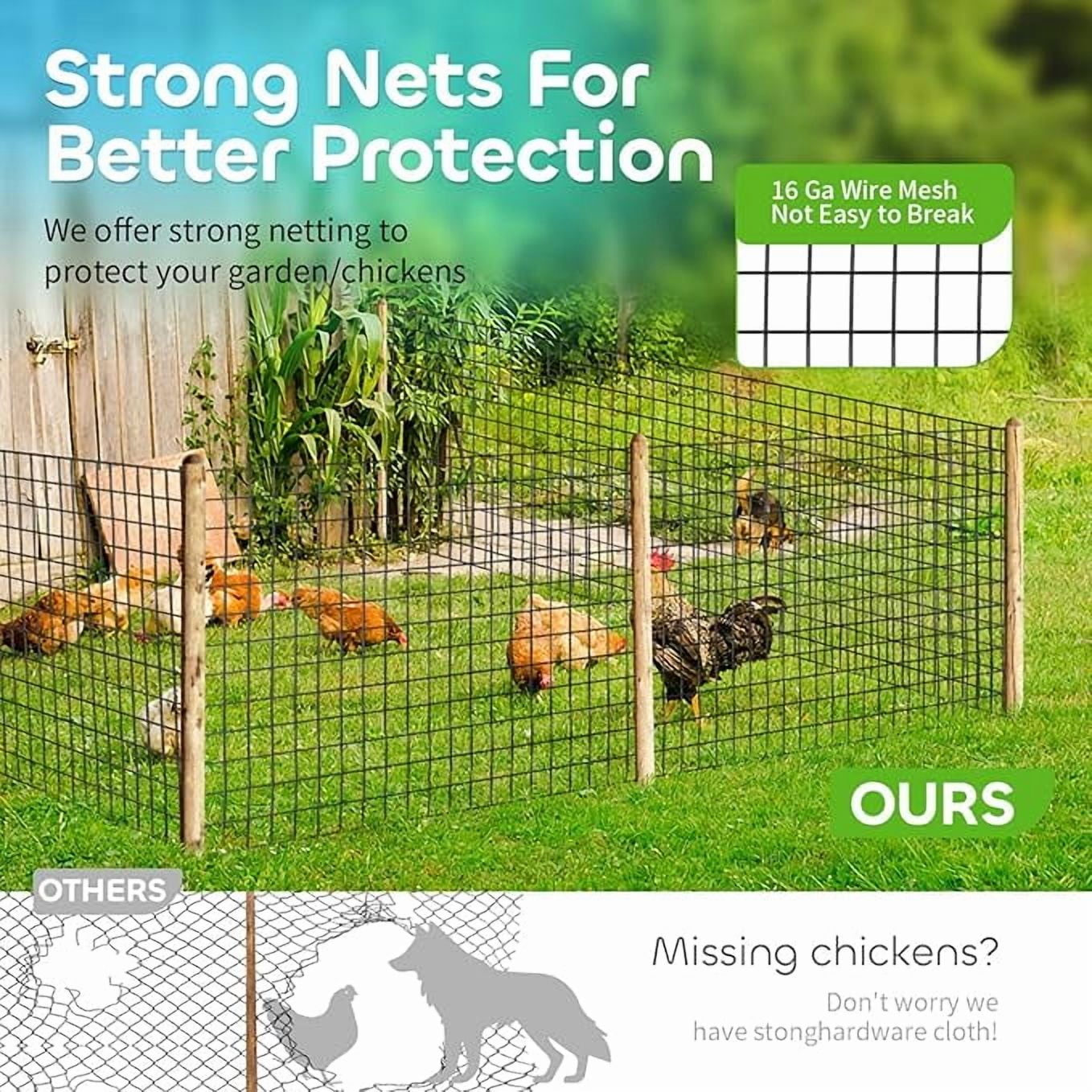 36" x 33' Black Vinyl Coated Welded Wire Mesh Fence, 16 Gauge Heavy Duty Galvanized Steel Hardware Cloth, Rust-Resistant Garden Fencing for Poultry, Pets, and Vegetable Protection