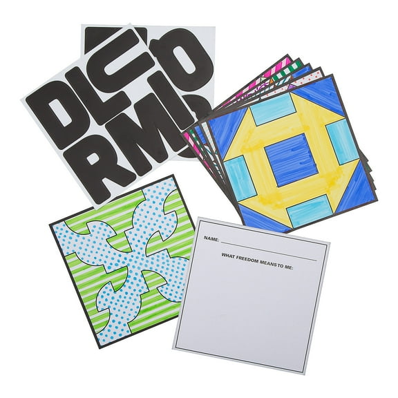 DIY Freedom Quilt Black History Classroom Bulletin Board Set - 48 pieces