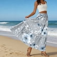 thumbnail image 6 of LWavelet Women Floral Print Tiered Maxi Skirt Elastic Waist With Pockets Boho Summer Long Skirt Light Gray S, 6 of 6